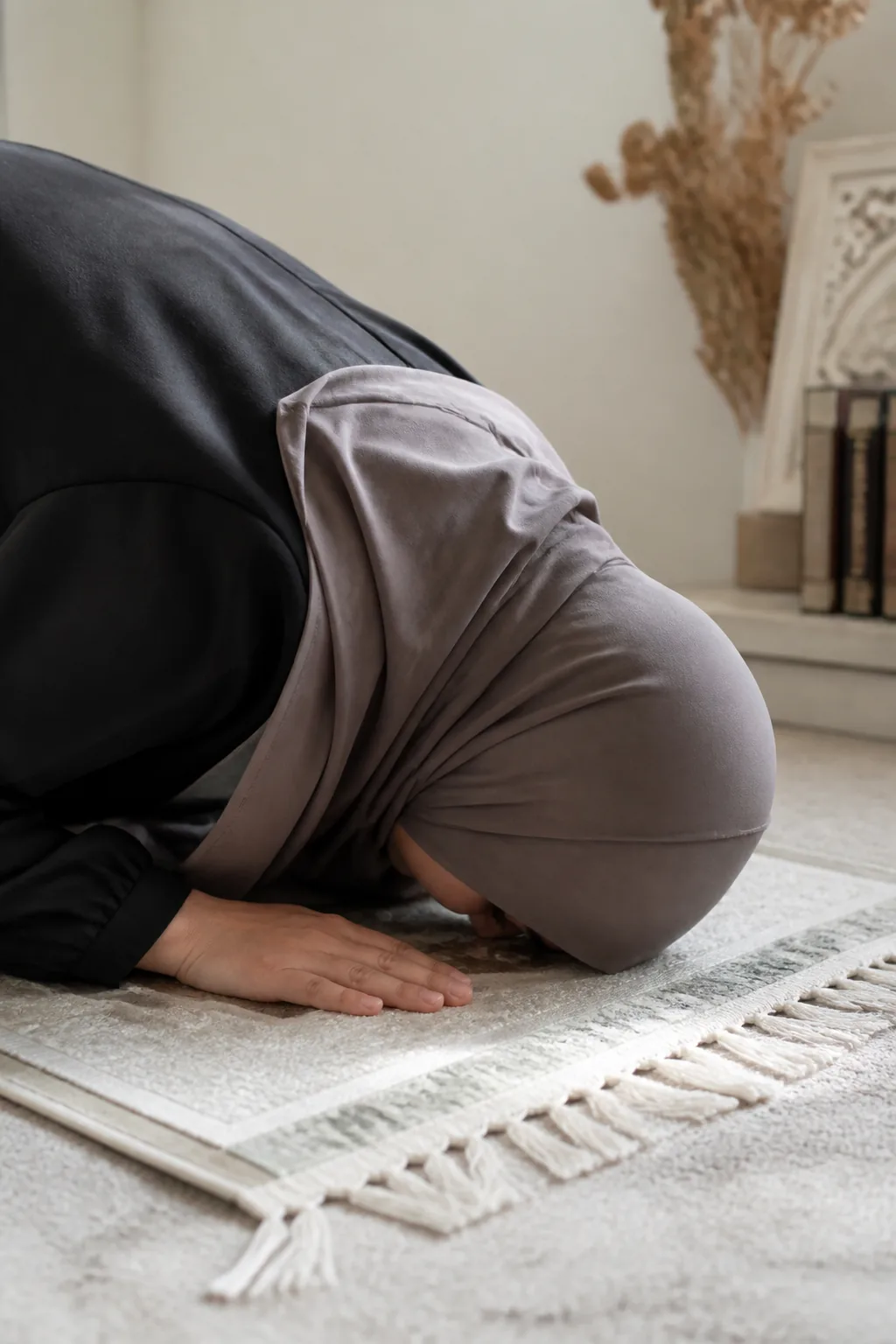 سجود والطرحة قريبة من خط الشعر