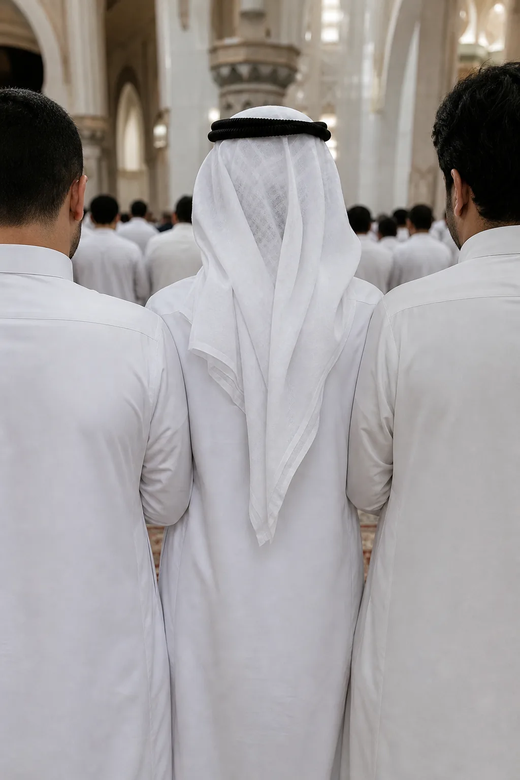 صف صلاة بأكتاف ملتصقة